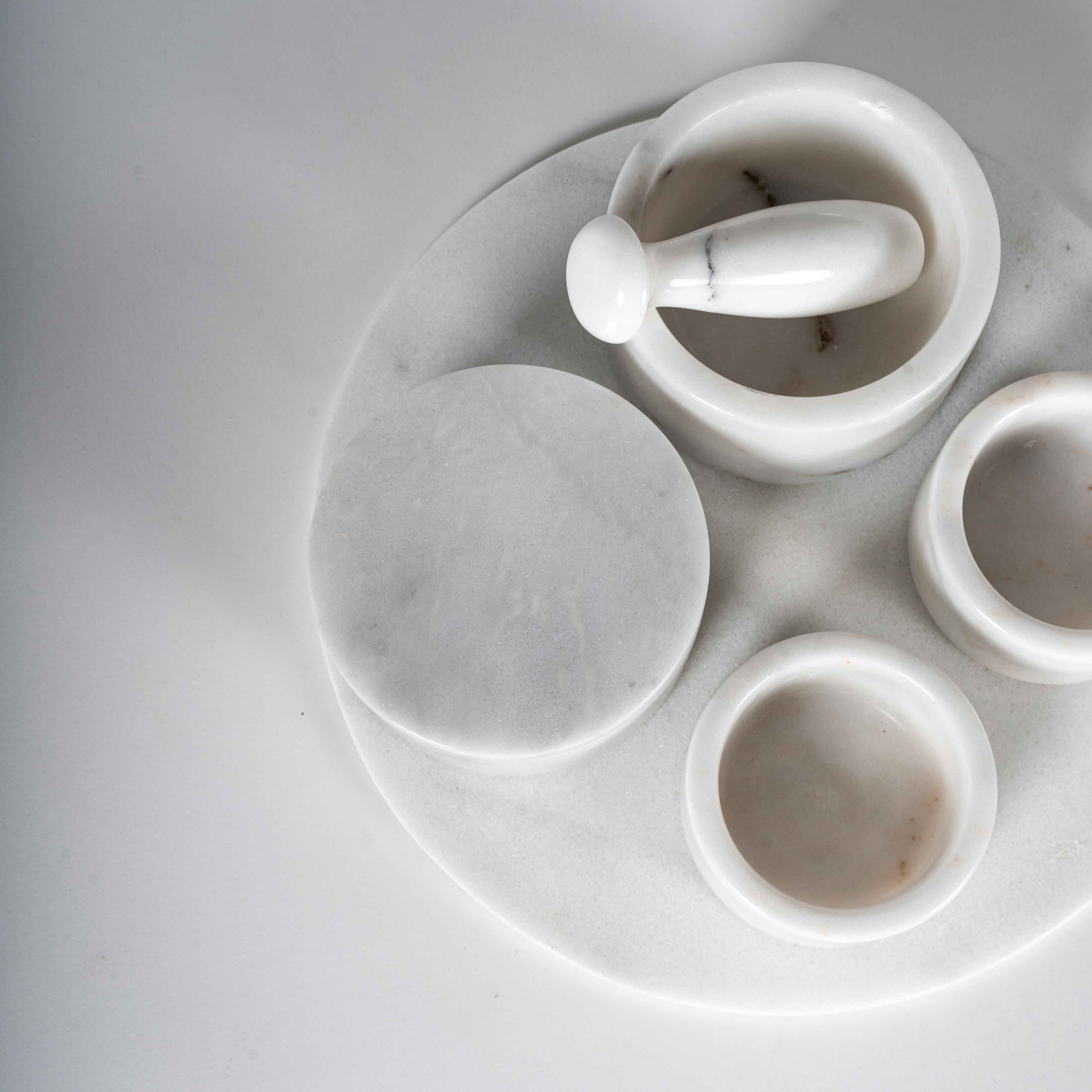 Mortara Mermer Havan ve Baharatlık Seti