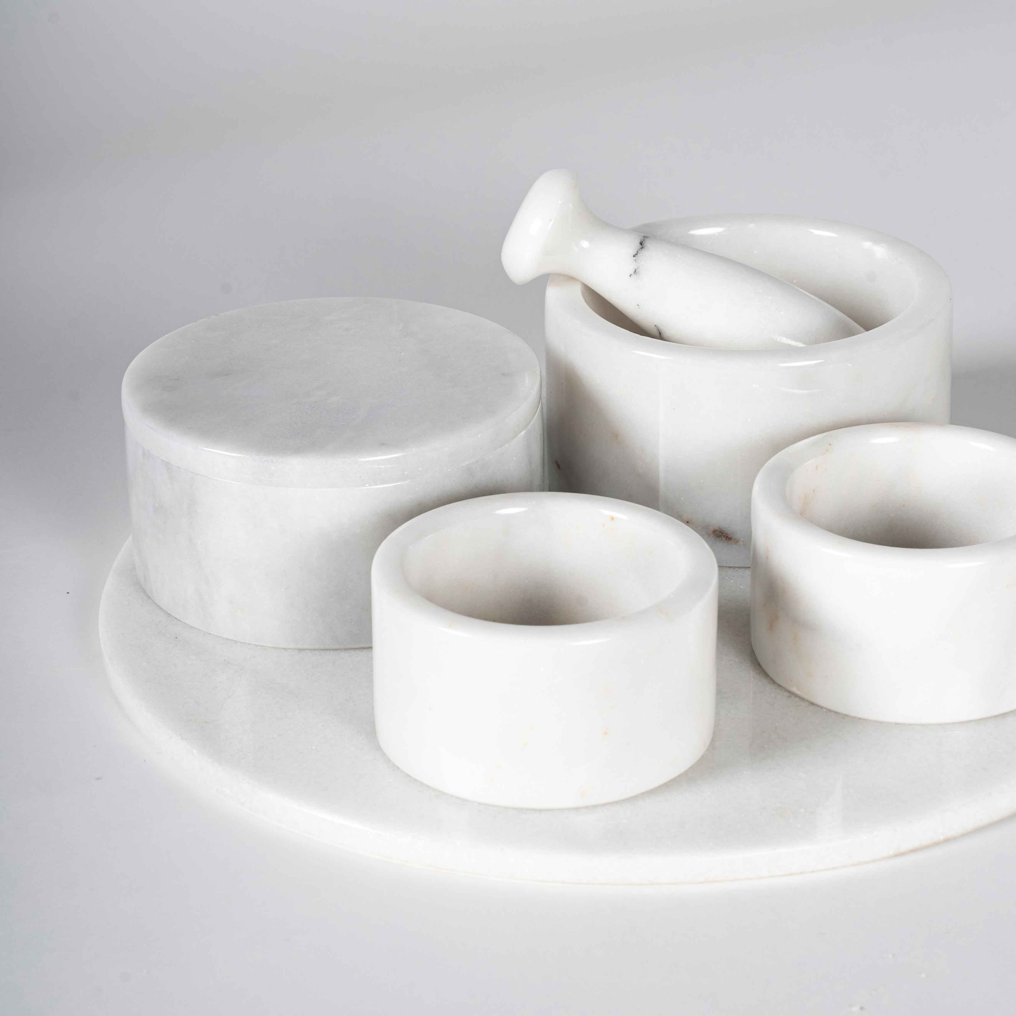 Mortara Mermer Havan ve Baharatlık Seti