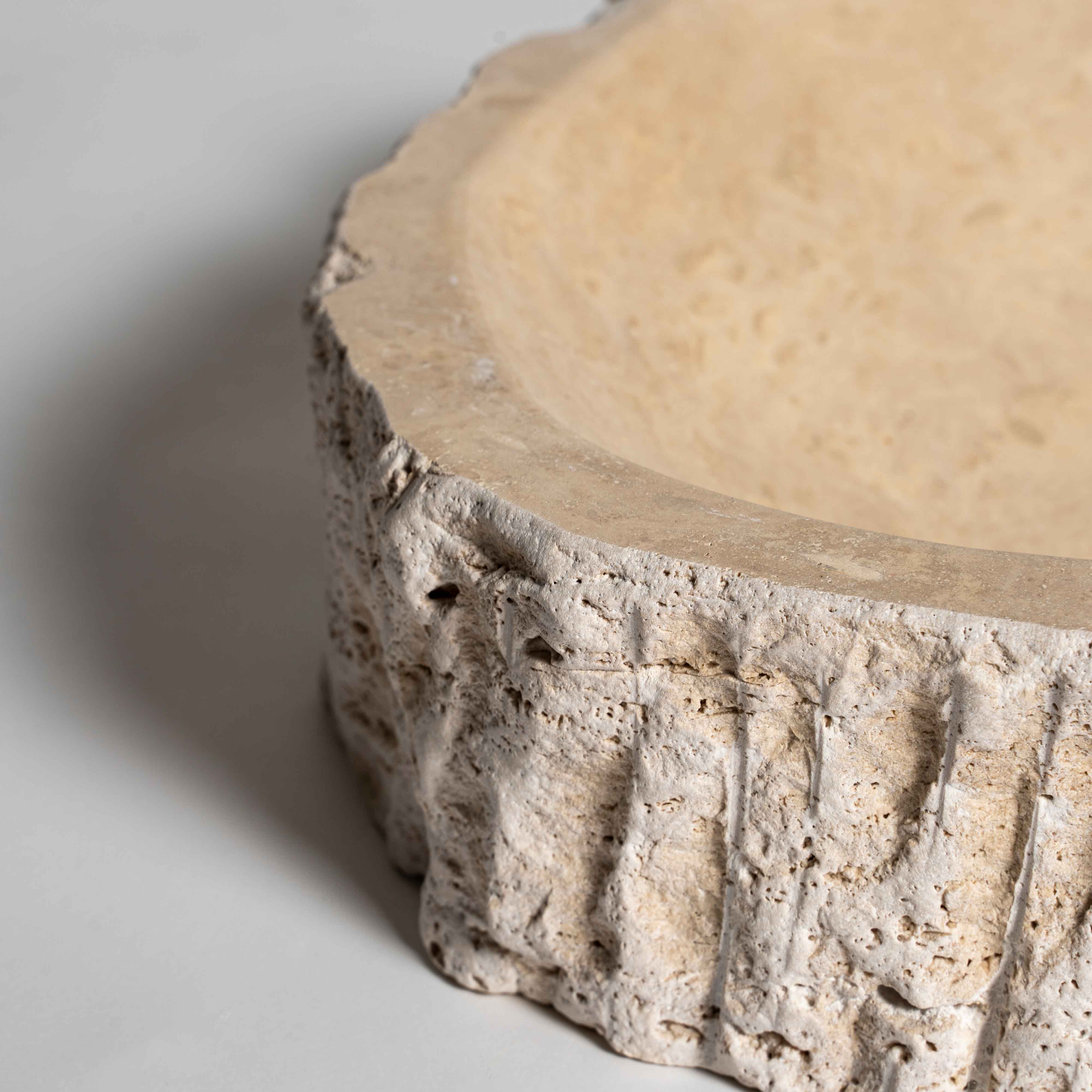 Flora - El Yapımı Traverten Taş Lavabo | Evye