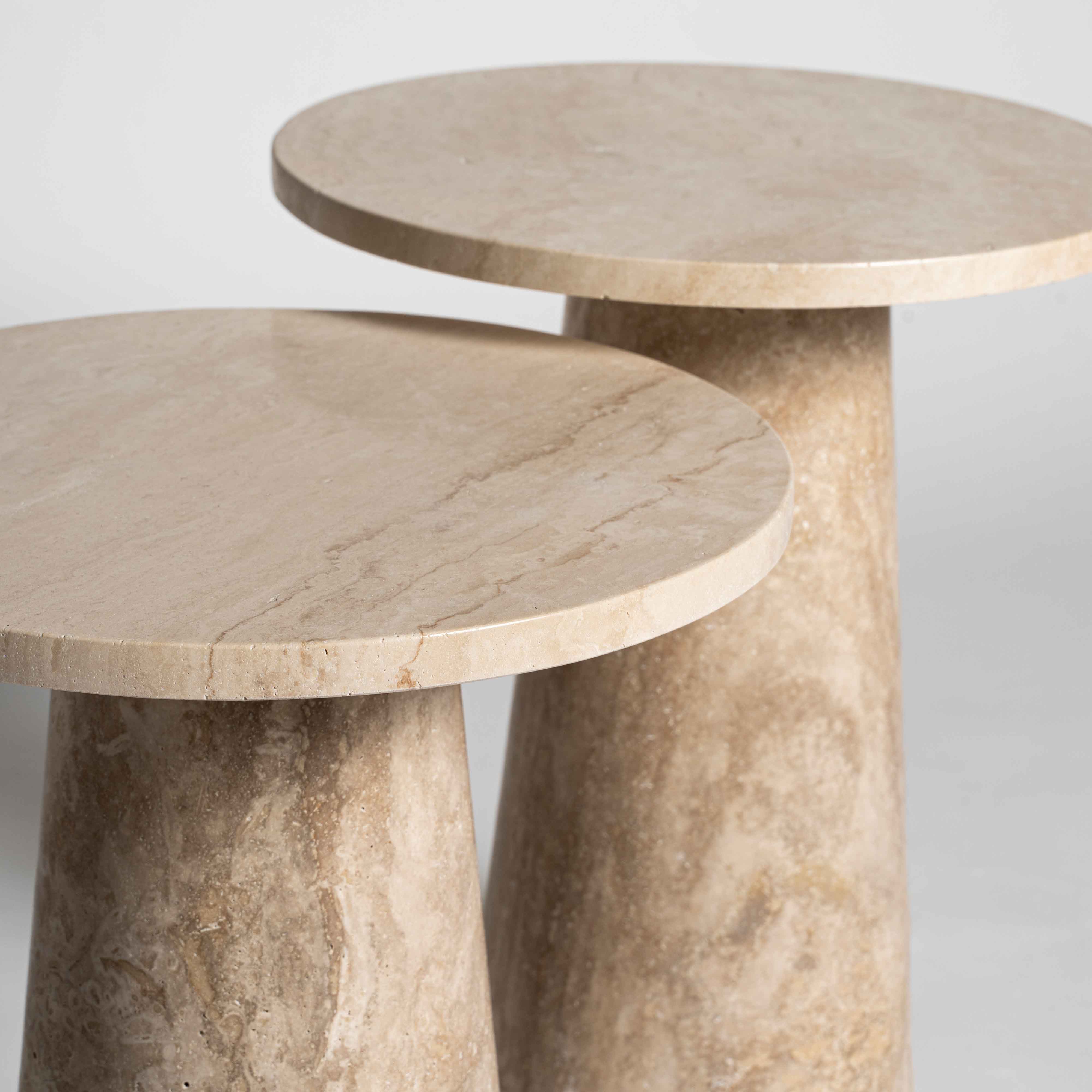 Tavio Traverten Yan Sehpa Set