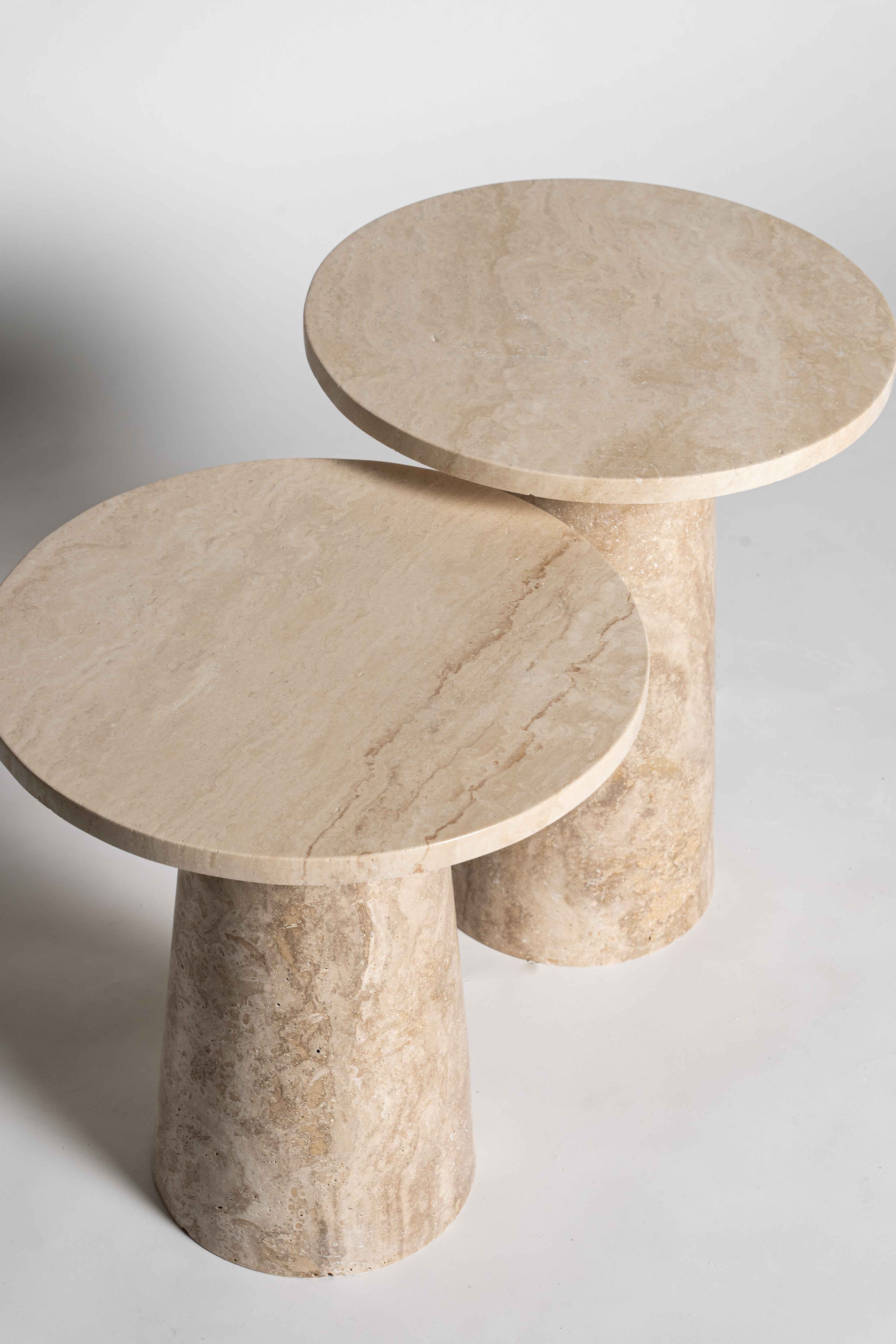 Tavio Traverten Yan Sehpa Set