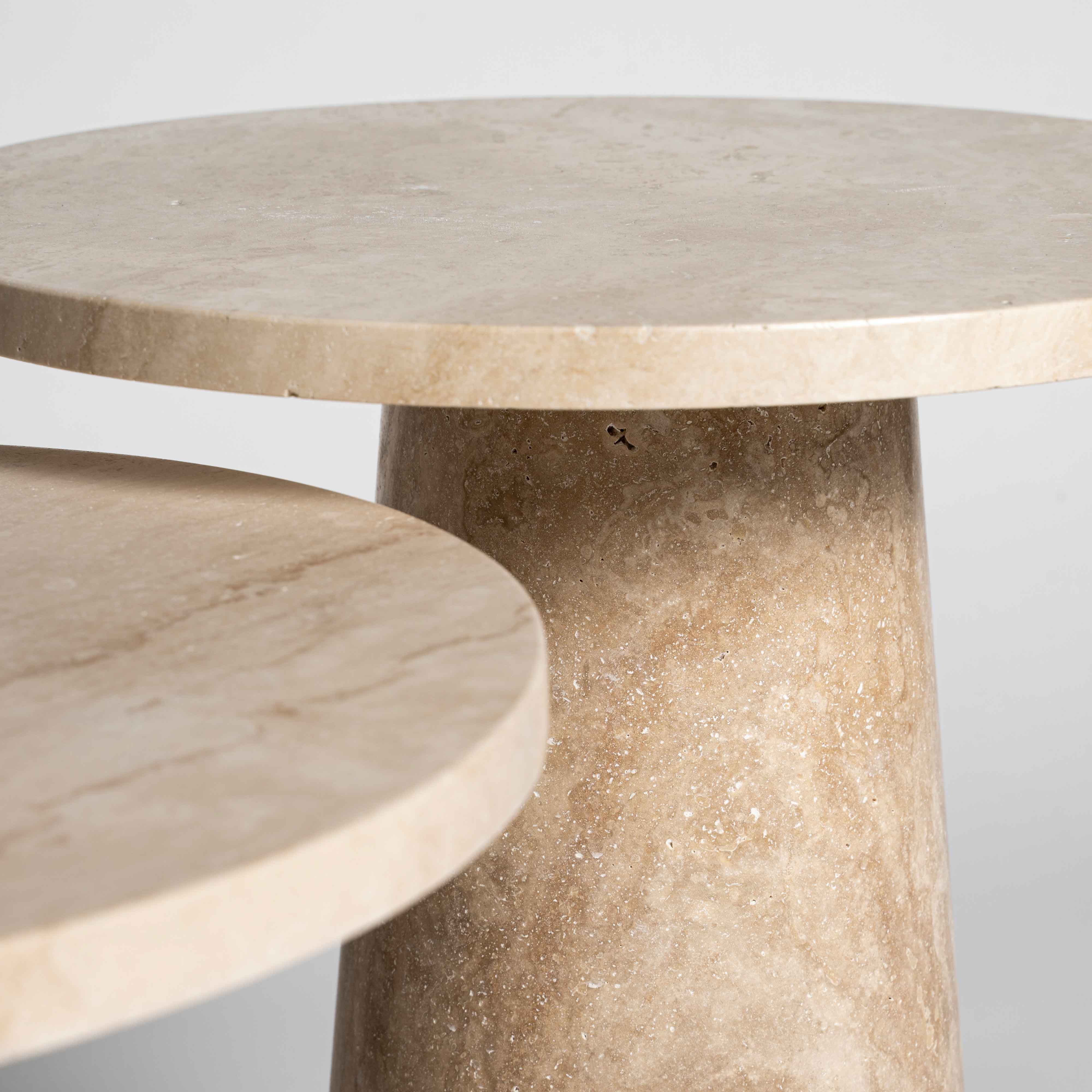 Tavio Traverten Yan Sehpa Set