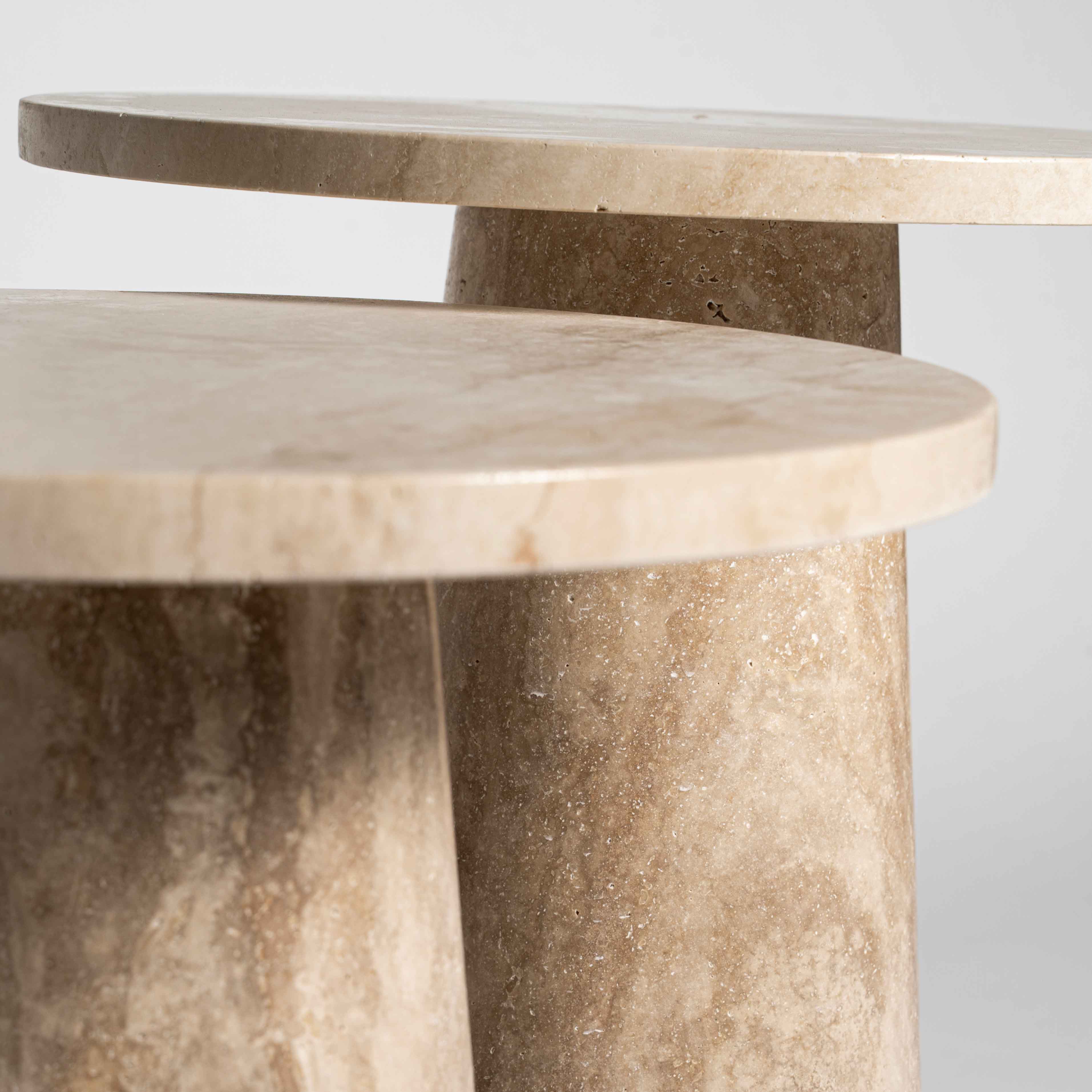 Tavio Traverten Yan Sehpa Set