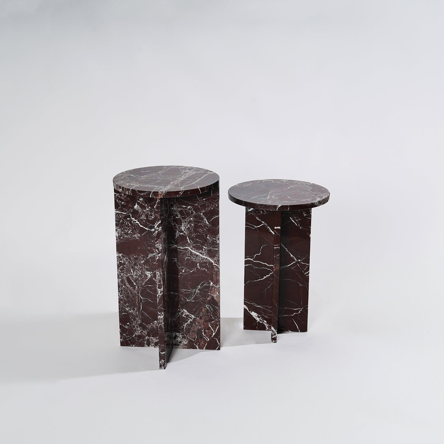 Duo Rosso Levanto Mermer Yan Sehpa Seti