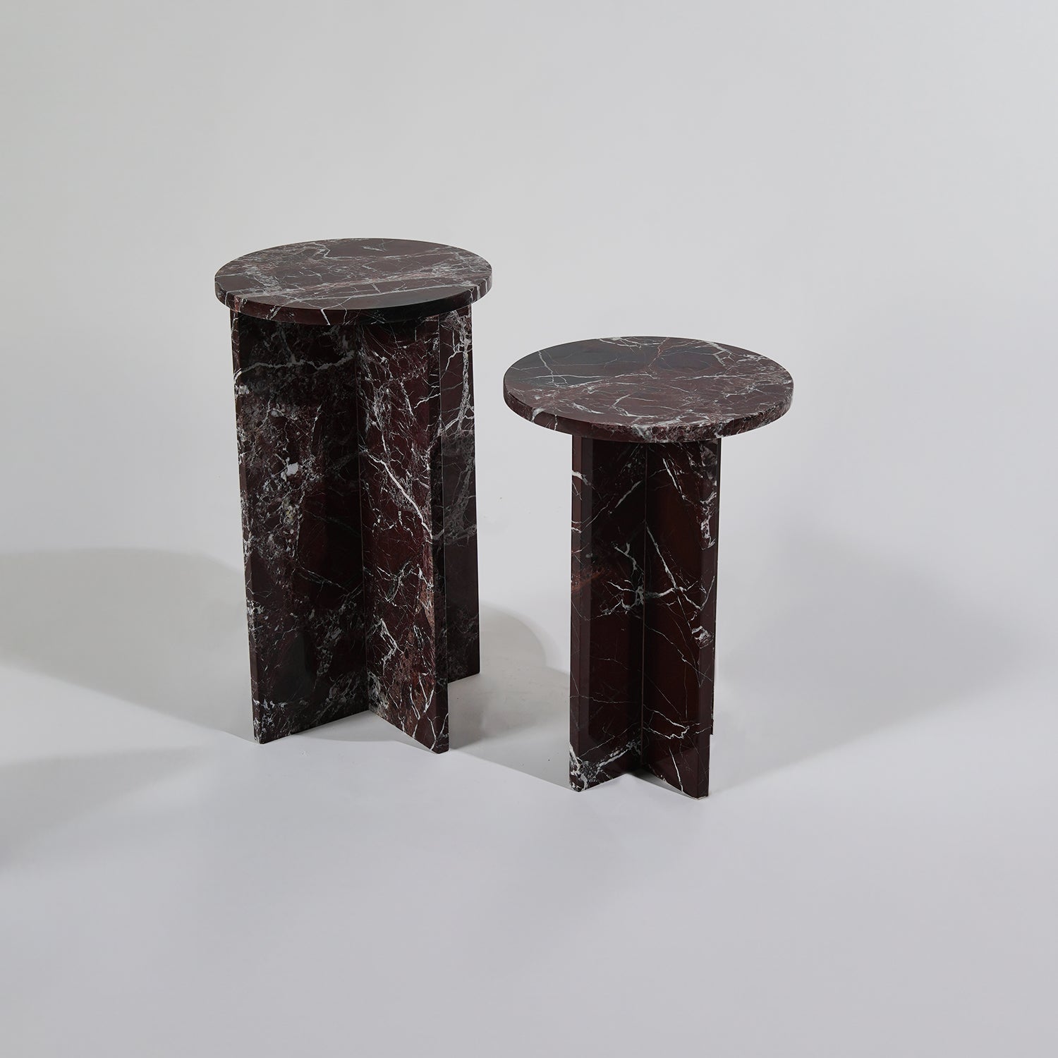 Duo Rosso Levanto Mermer Yan Sehpa Seti