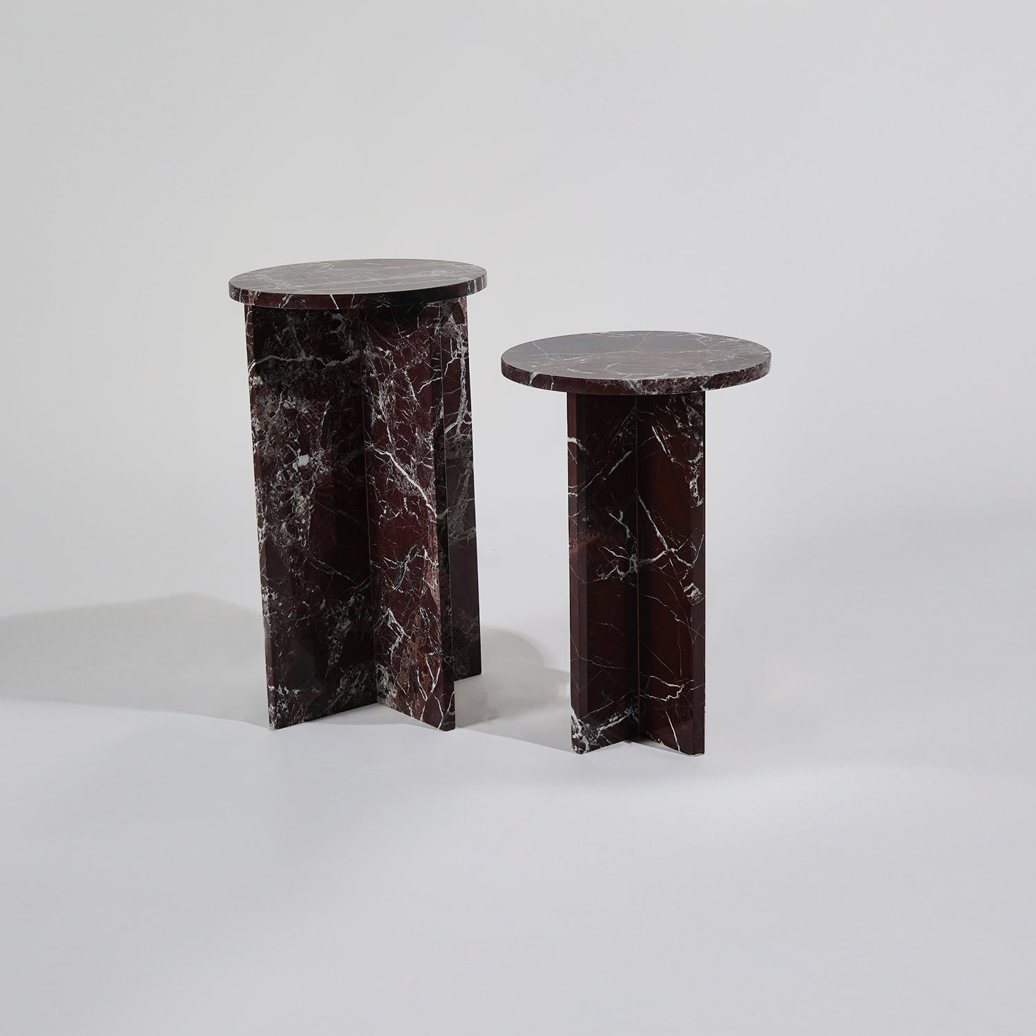 Duo Rosso Levanto Mermer Yan Sehpa Seti