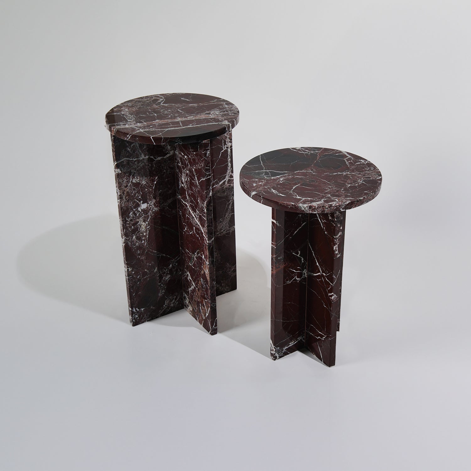 Duo Rosso Levanto Mermer Yan Sehpa Seti