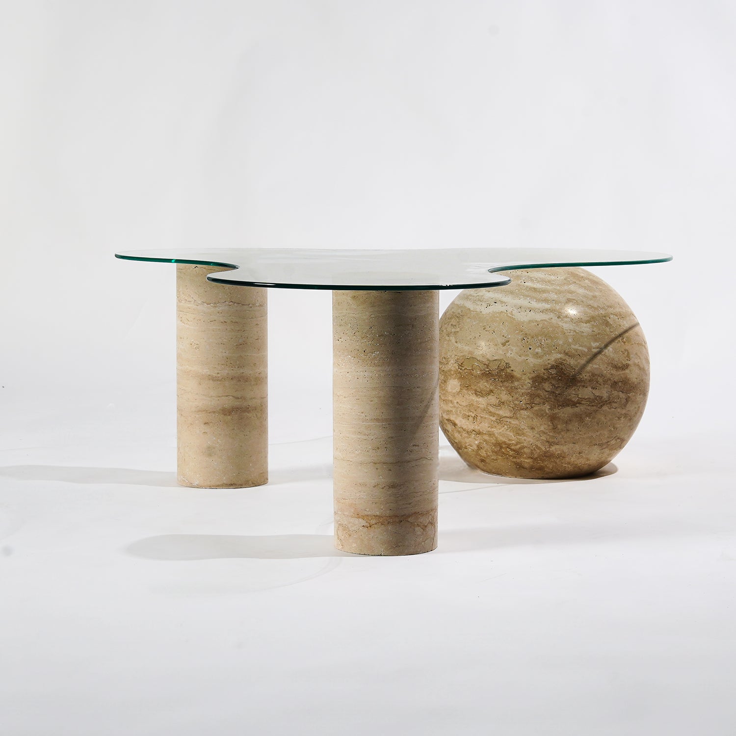 Sfera Cam & Traverten Orta Sehpa