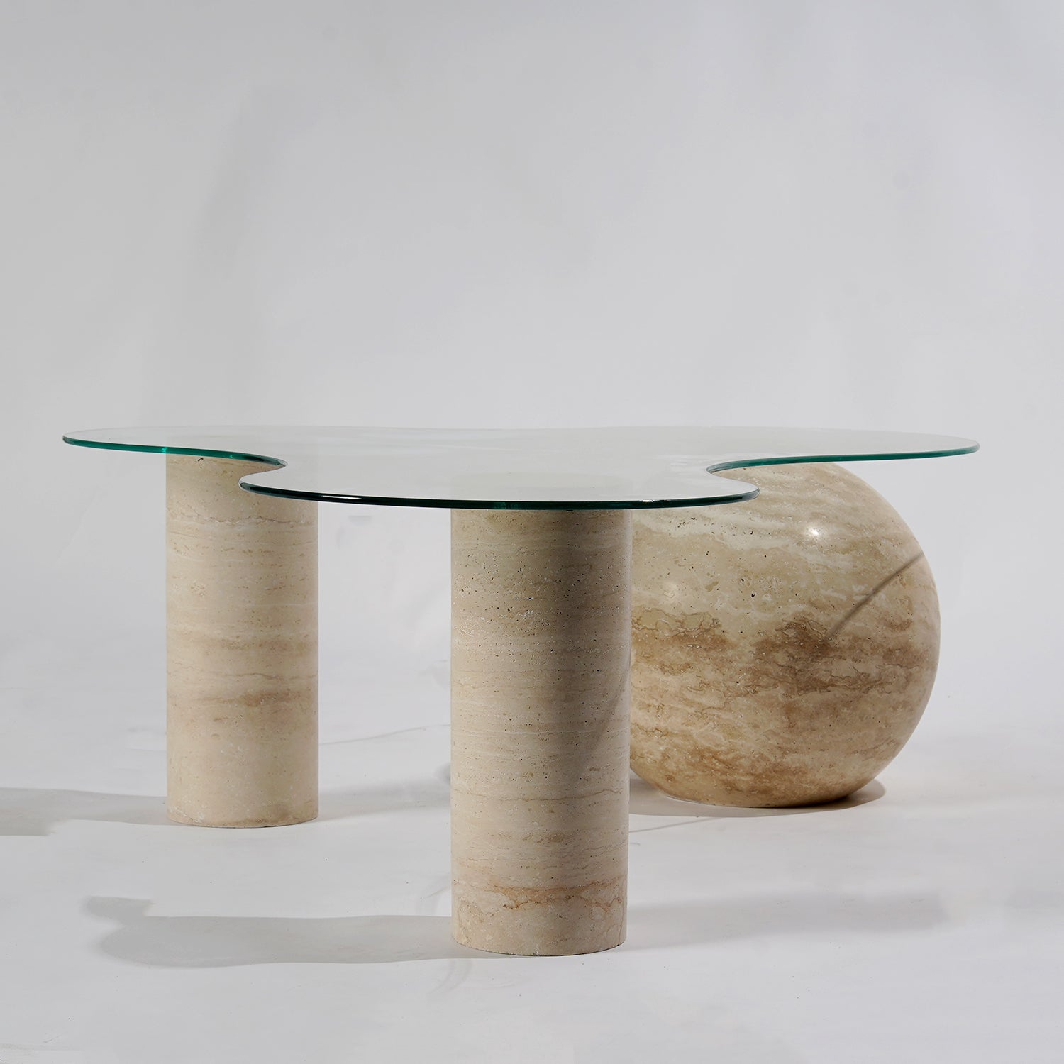 Sfera Cam & Traverten Orta Sehpa