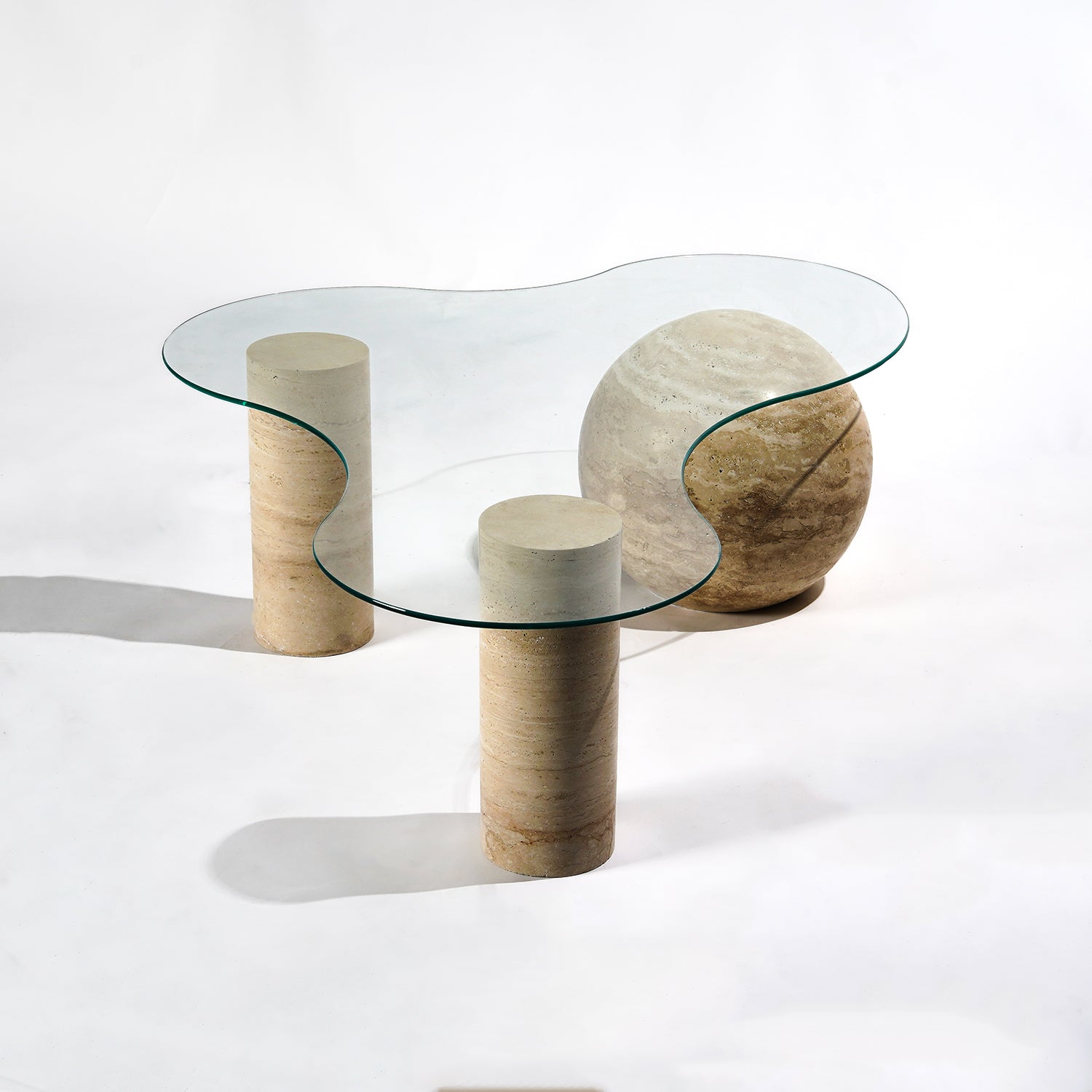 Sfera Cam & Traverten Orta Sehpa