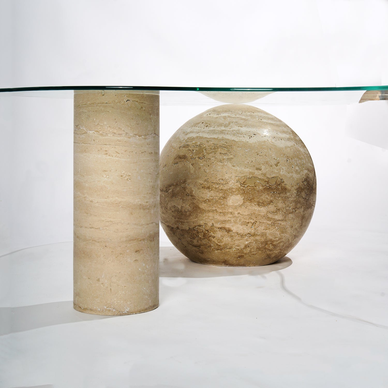 Sfera Cam & Traverten Orta Sehpa