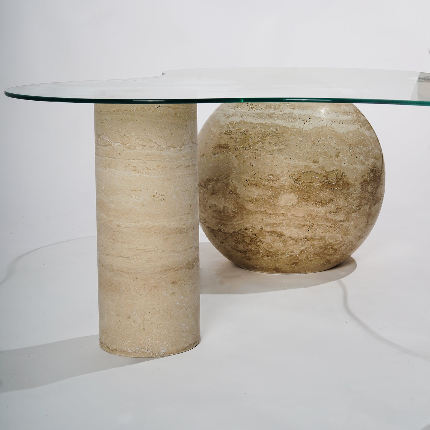 Sfera Cam & Traverten Orta Sehpa