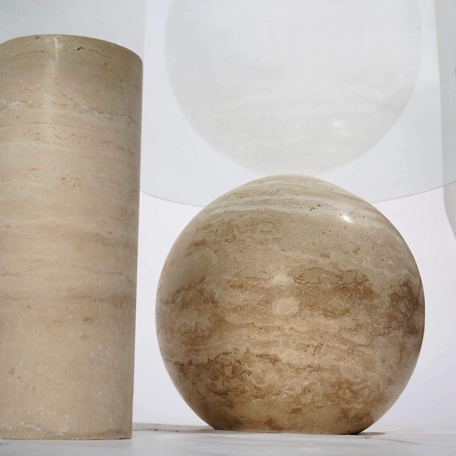 Sfera Cam & Traverten Orta Sehpa