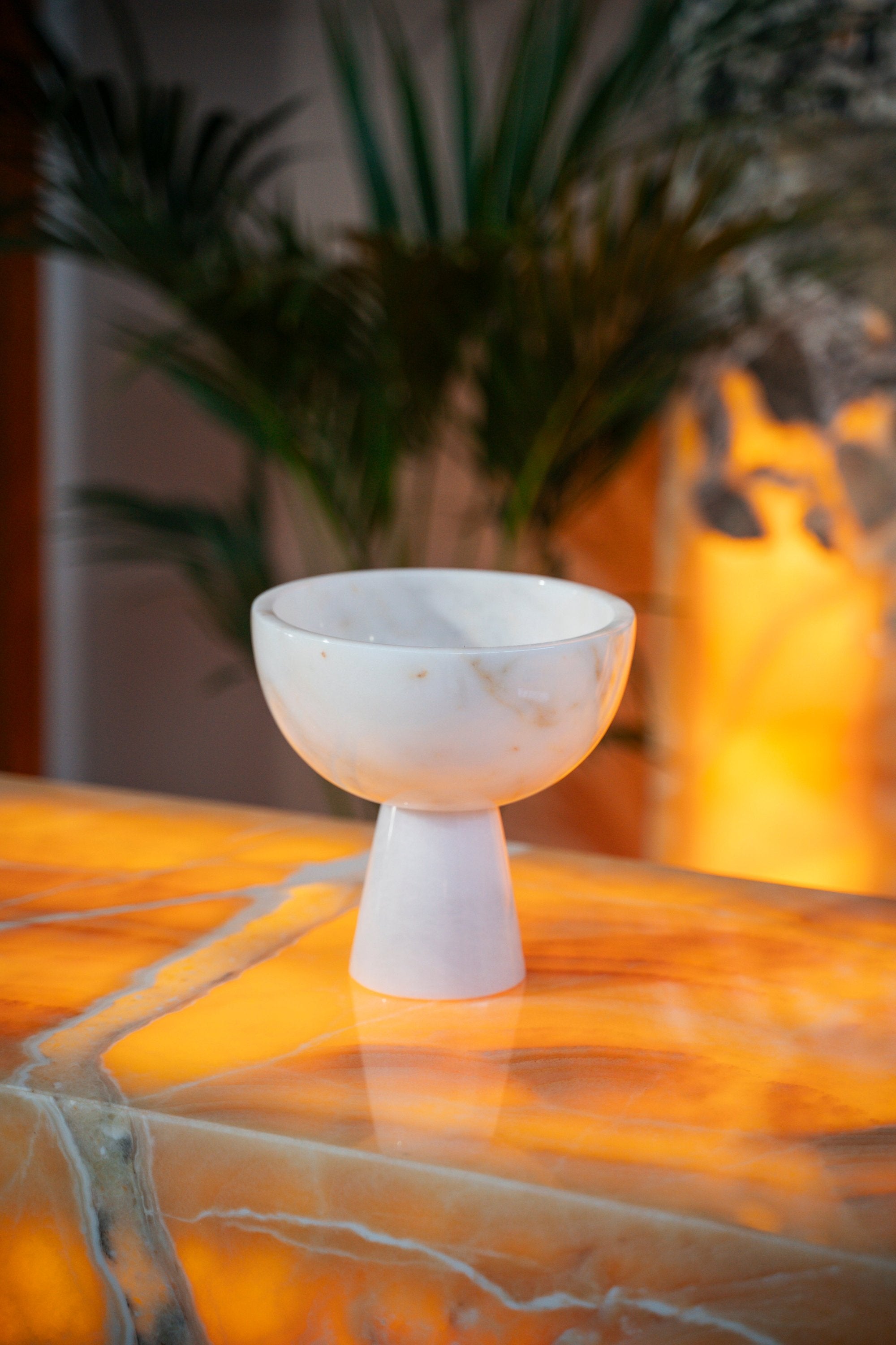 Alabastro Mermer Ayaklı Kase