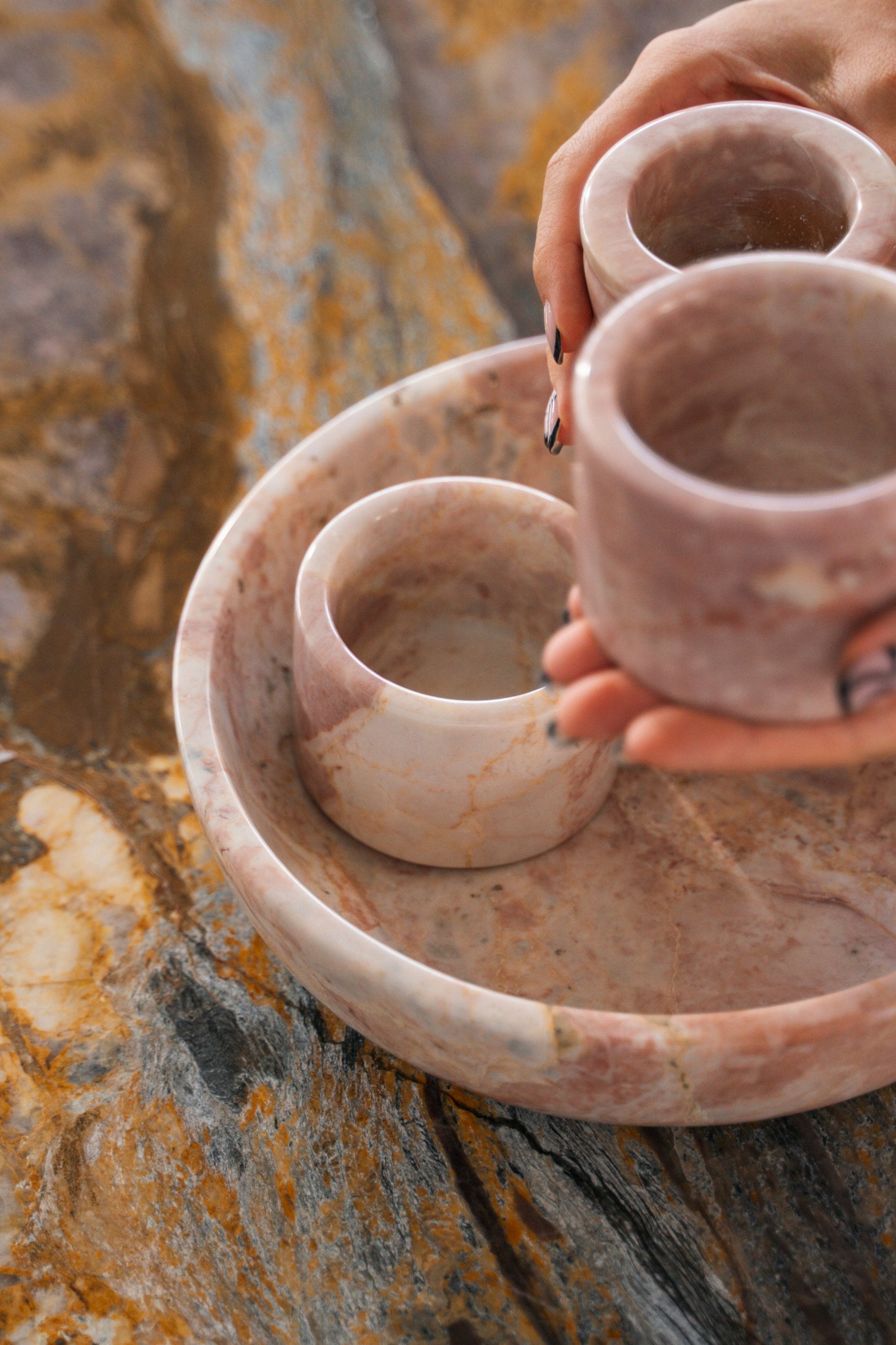 Rosa Mermer Baharatlık Seti