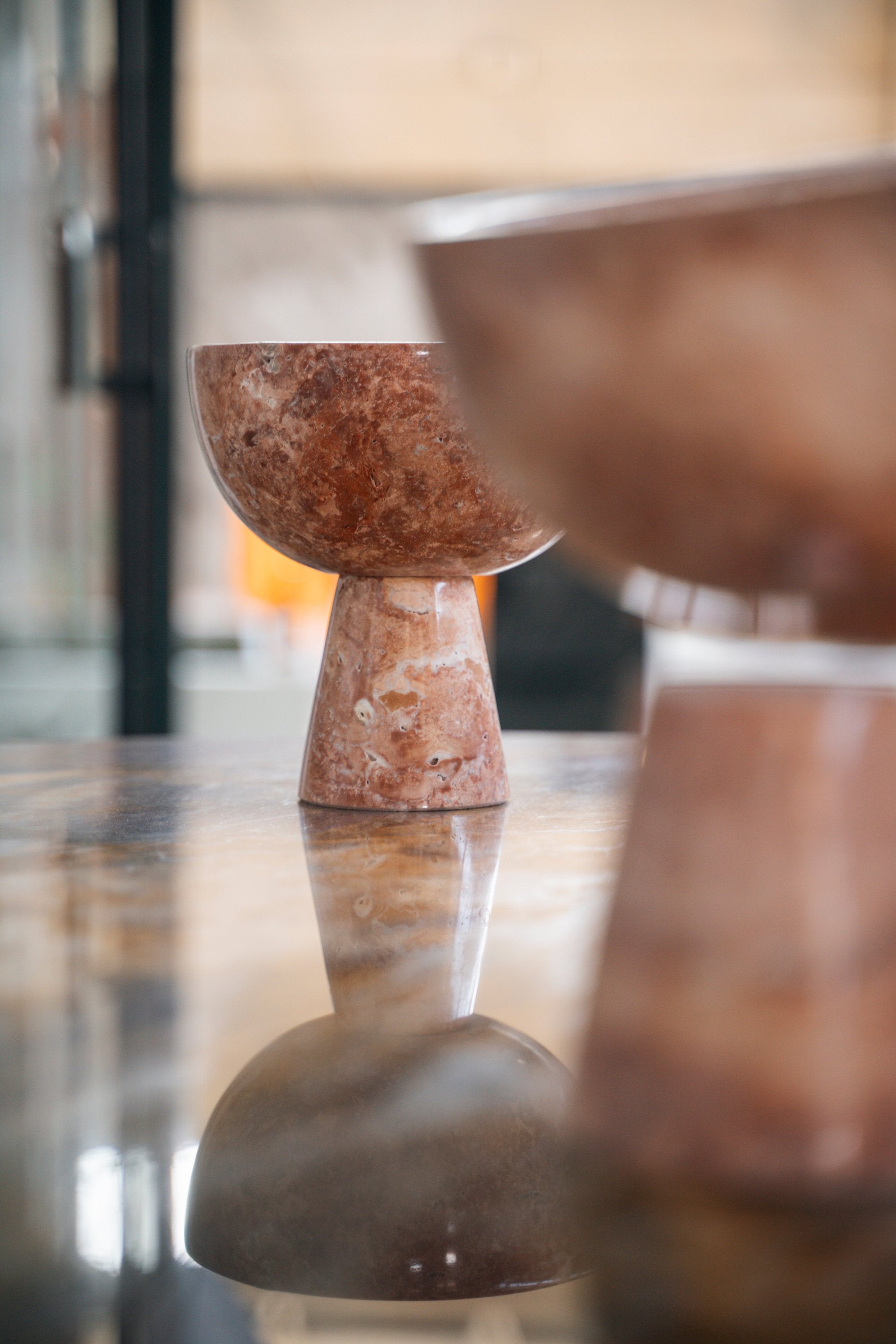 Vento Traverten Ayaklı Sunum Kasesi